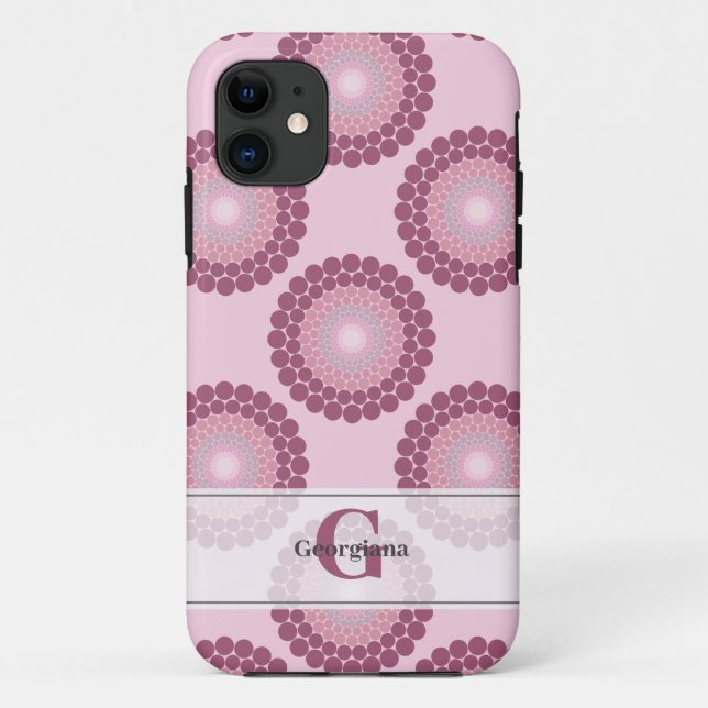 Personalisierte Dusky Rose Polka Dot Mandala Case-Mate iPhone Hülle (Rückseite)