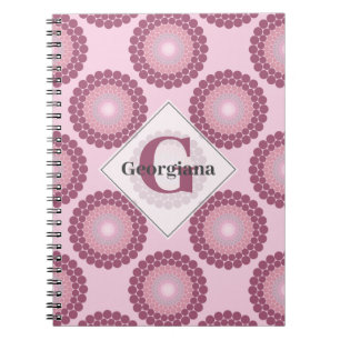 Personalisierte Dusky Rose Polka Dot Mandala Notizblock