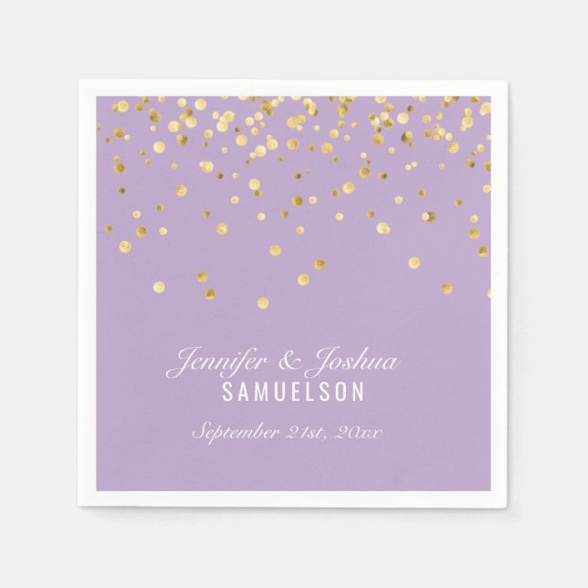 Personalisierte DUSTY MAUVE Gold Confetti Wedding Serviette (Vorderseite)