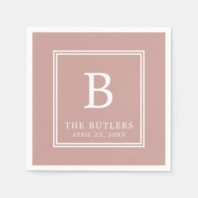 Personalisierte Dusty Rose/Blush Wedding Paper Nap Serviette (Vorderseite)