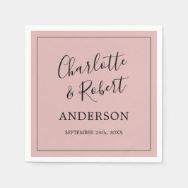 Personalisierte Dusty Rose Pink Black Wedding Serviette