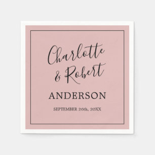 Personalisierte Dusty Rose Pink Black Wedding Serviette