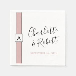 Personalisierte Dusty Rose Rosa Monogramm Hochzeit Serviette