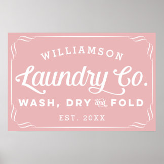 Personalisierte Dusty Rose Wäsche waschen Trockenf Poster