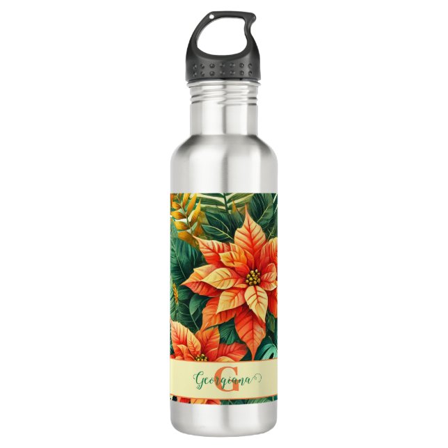 Personalisierte dynamische tropische Weihnachtsfei Edelstahlflasche (Vorderseite)