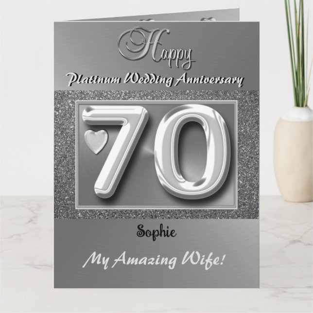 Personalisierte Ehefrau der 70. Hochzeitskarte Karte (Vorderseite)