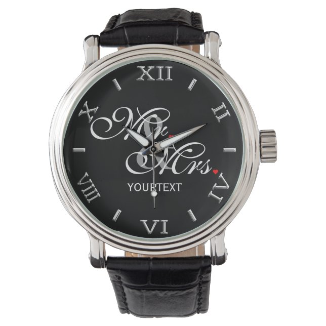 Personalisierte Ehemänner-Ehefrau Seine Neuheiten Armbanduhr (Vorderseite)