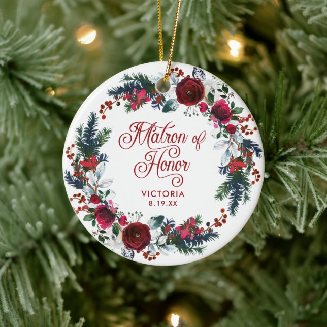 Personalisierte Ehrenmatrone Weihnachtsschuld Keramik Ornament (Baum)