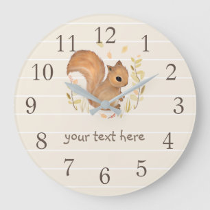Personalisierte Eichhörnchen-Wand-Uhr Große Wanduhr