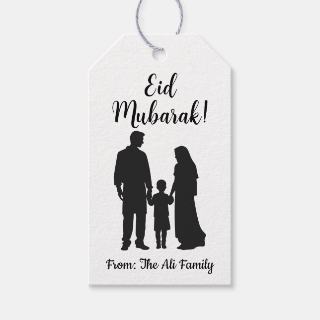 Personalisierte Eid-Mubarak-Geschenktasten - Famil Geschenkanhänger (Vorderseite)