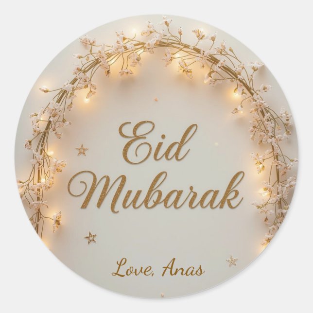 Personalisierte Eid Mubarak-Rundsticker Runder Aufkleber (Vorderseite)