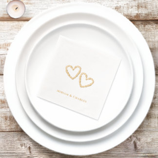 Personalisierte einfache elegante Herz Hochzeit Go Servietten Mit Folie