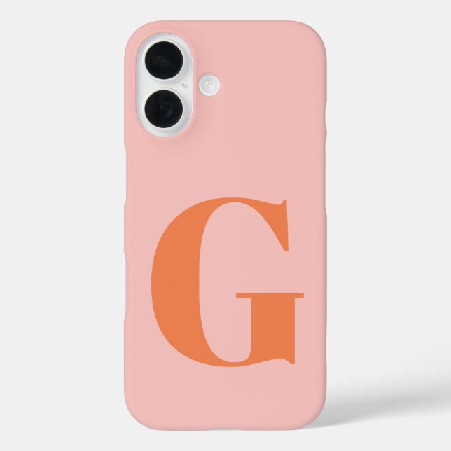 Personalisierte, einfache, fette Monogramm Rosa un iPhone 16 Hülle (Rückseite)