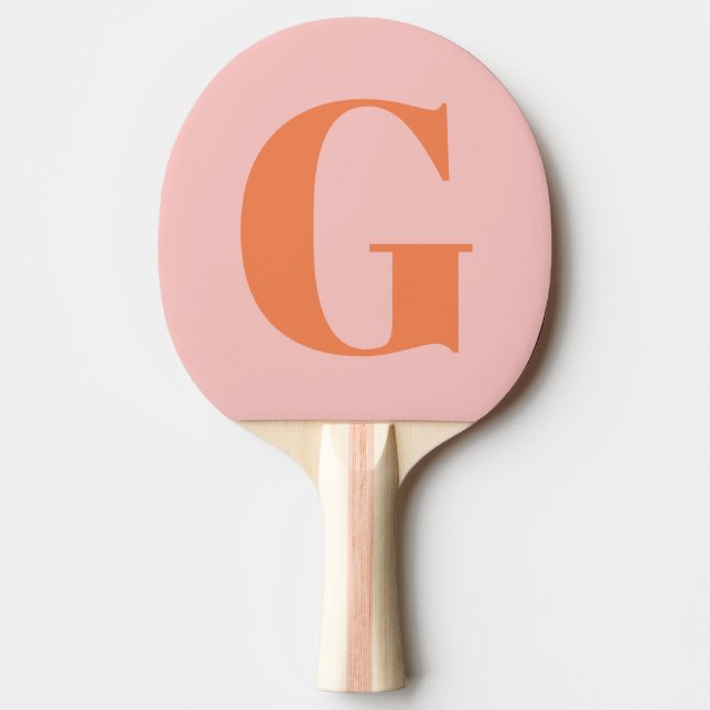 Personalisierte, einfache, fette Monogramm Rosa un Tischtennis Schläger (Vorderseite)