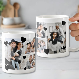 Personalisierte einfache Herz-Familienfoto-Collage Kaffeetasse