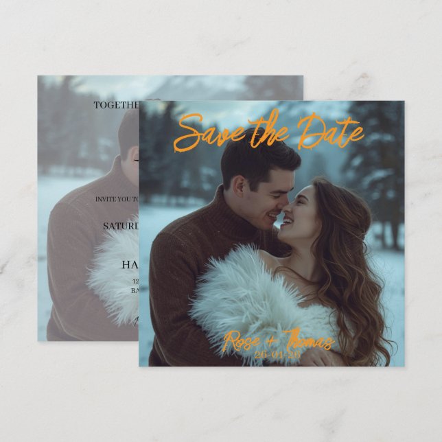Personalisierte Einfache moderne Winterhochzeitkar Einladung (Vorne/Hinten)