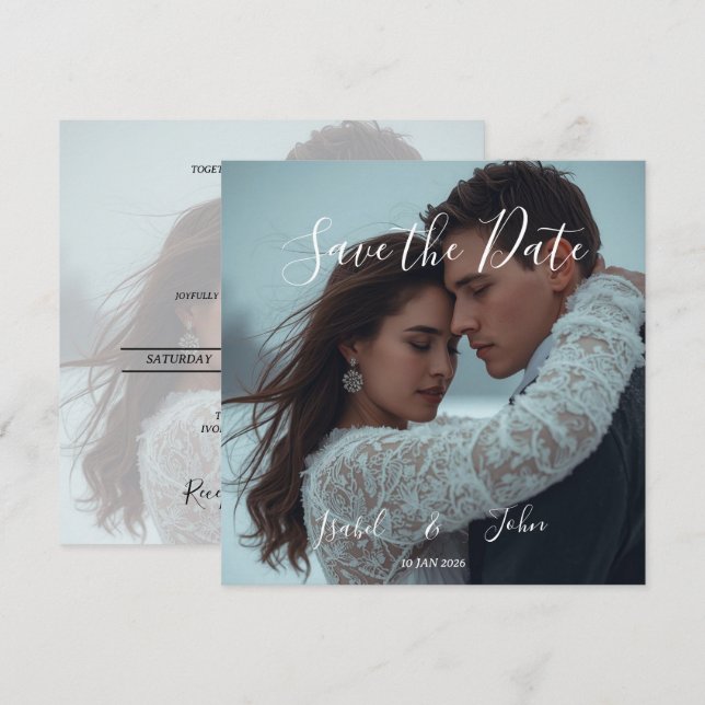 Personalisierte Einfache moderne Winterhochzeitkar Einladung (Vorne/Hinten)