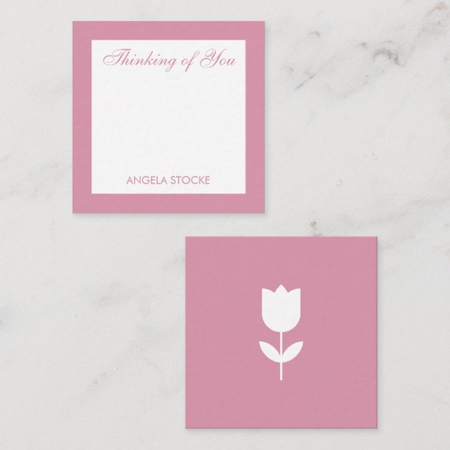 Personalisierte einfache rosa Blumenbeilage Mitteilungskarte (Vorne/Hinten)