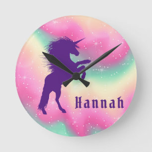 Personalisierte Einhorn-Uhr Runde Wanduhr
