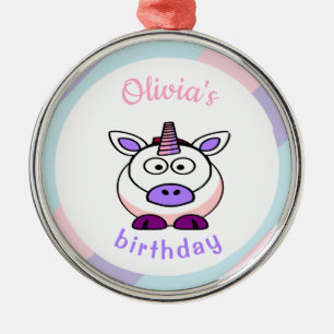Personalisierte Einhorngeburtpastellfarben Ornament Aus Metall