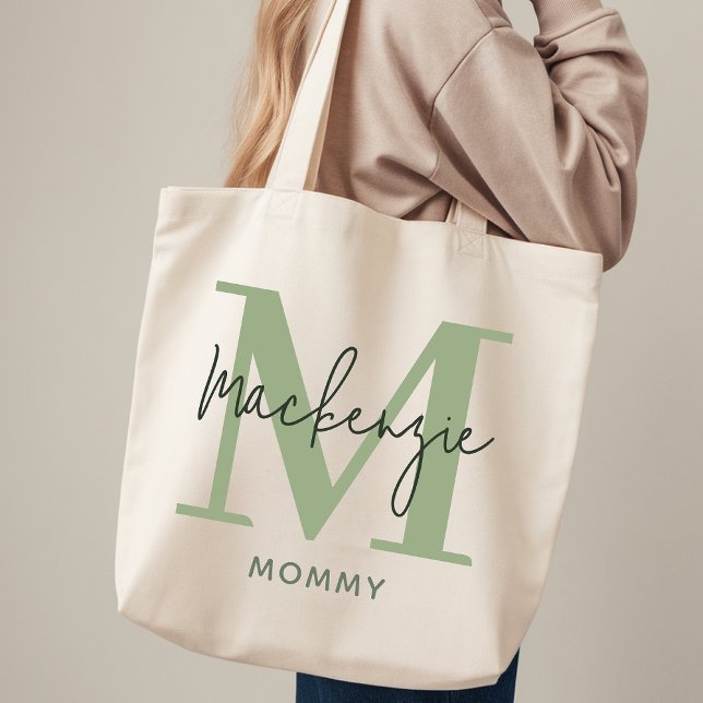 Personalisierte Einkaufstasche Sage Grün Geschenk  (Personalized Tote Bag Sage Green Gift for Mom, Sage Green Modern Tote Bag Personalized Wedding Gift)