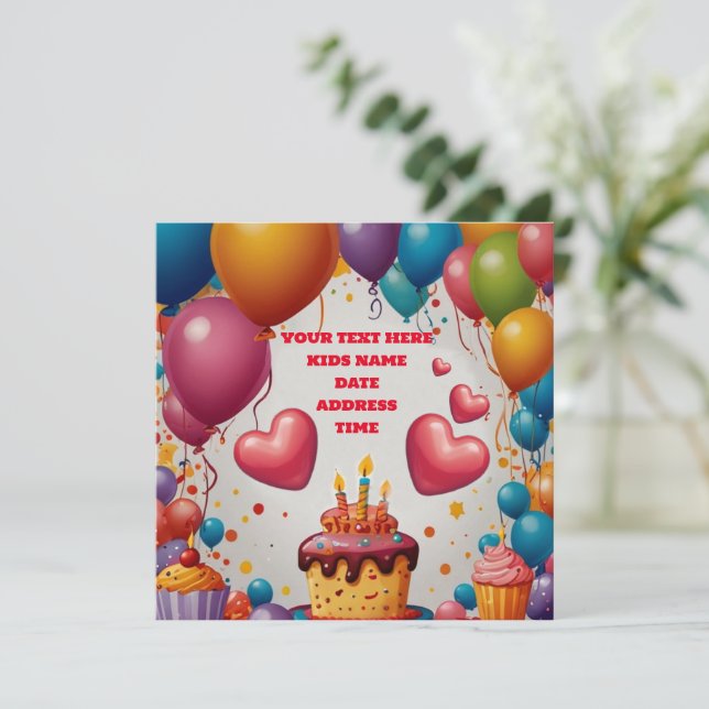 Personalisierte Einladung Geburtstag Postkarte Ein (Stehend Vorderseite)