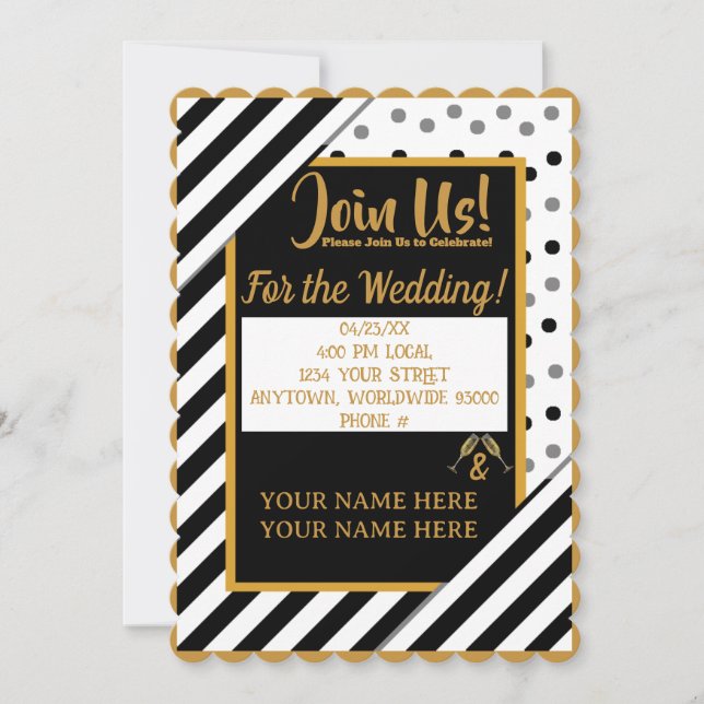 Personalisierte Einladung von Confetti Stripe Hoch (Vorderseite)