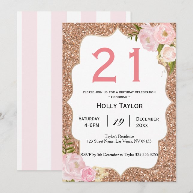 Personalisierte Einladung zum 21. Geburtstag (Vorne/Hinten)