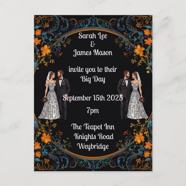 Personalisierte Einladungen zu Hochzeiten und Einl (Vorderseite)