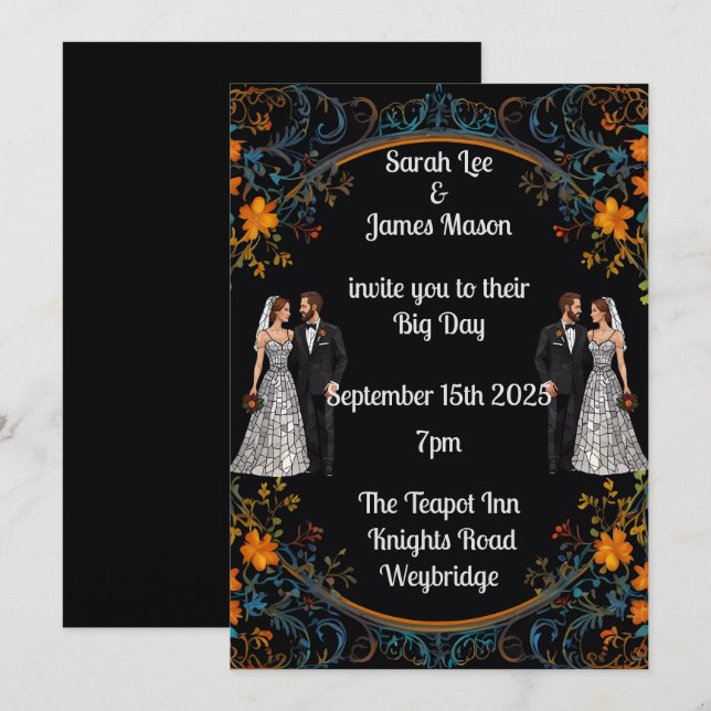 Personalisierte Einladungen zu Hochzeiten und Einl (Vorne/Hinten)