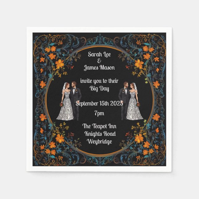 Personalisierte Einladungen zu Hochzeiten und Einl Serviette (Vorderseite)
