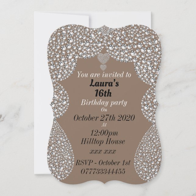 personalisierte Einladungen zum 16. Geburtstag (Vorderseite)