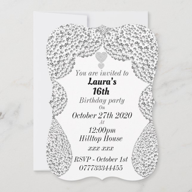 personalisierte Einladungen zum 16. Geburtstag (Vorderseite)