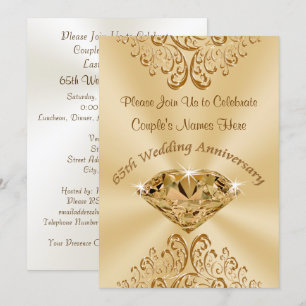 Personalisierte Einladungen zum 65. Hochzeitstag