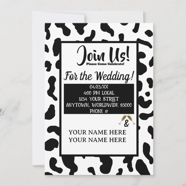 Personalisierte Einladungen zum Cow-Print-Land für (Vorderseite)