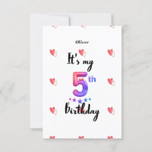 Personalisierte Einladungskarte zum 5. Geburtstag