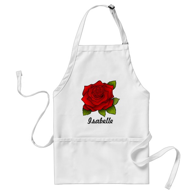 Personalisierte Einzelne Rote Rose Kunst Schürze (Vorne)