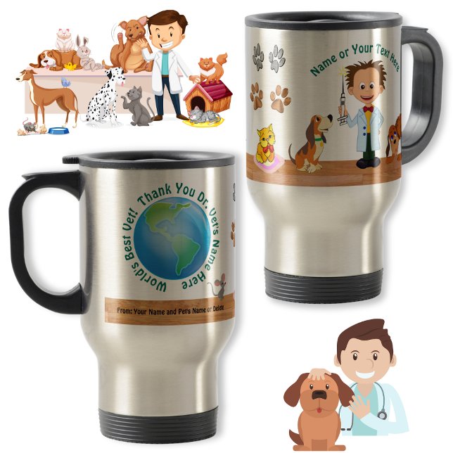 Personalisierte, einzigartige Tierarzneimittel, Ti Reisebecher (Unique Veterinarian Gifts. Gifts for new Veterinarians. Personalized Veterinarian Gifts. Vet Mugs.)