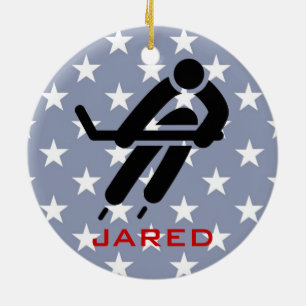 Personalisierte Eishockeyverzierung Keramikornament