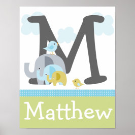 Personalisierte Elefant Liebe Initial/Name Poster 