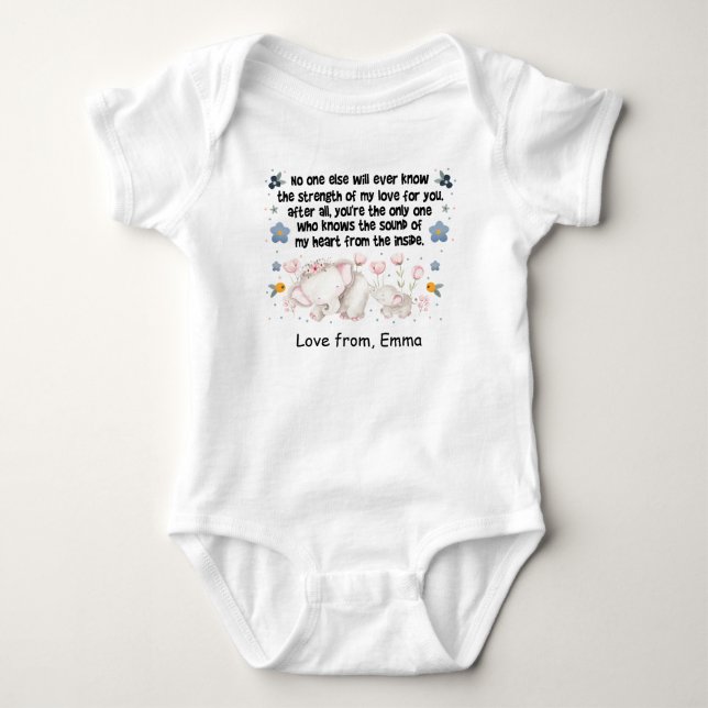 Personalisierte Elefant-Mama, Liebe aus Individuel Baby Strampler (Vorderseite)