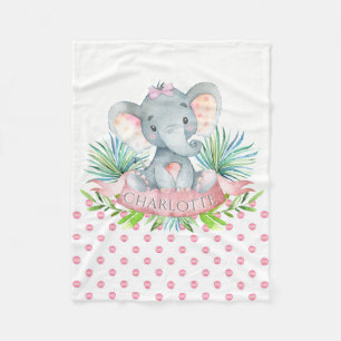 Personalisierte Elefanten-Babydedecke für Mädchen Fleecedecke