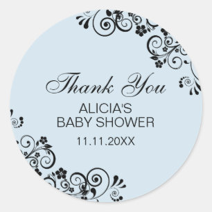 Personalisierte Elegant Blue Baby Dusche Vielen Da Runder Aufkleber