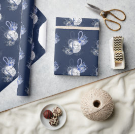 Personalisierte Elegant Blue Swans Geschenkpapier