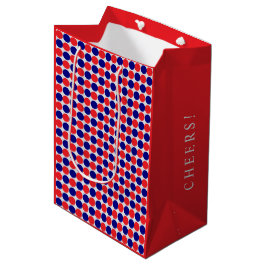 Personalisierte Elegant Cheers Blue & Red Polka Do Mittlere Geschenktüte