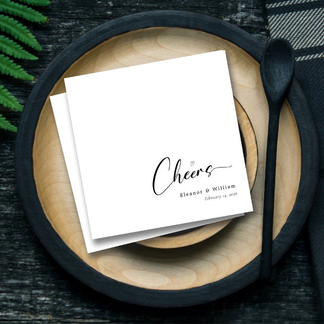 Personalisierte Elegant Cheers Hand Letting Weddin Serviette (Personalized Elegant Cheers Hand-Lettering Wedding Napkins)
