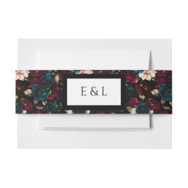 Personalisierte Elegant Dark Floral Wedding Einlad Einladungsbanderole