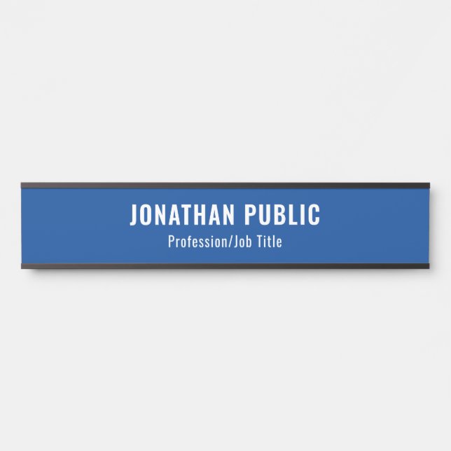 Personalisierte Elegant Deep Blue Template Long Türschild (Vorderseite )