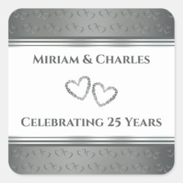 Personalisierte Elegant Extravagant Silver 25 Jahr Quadratischer Aufkleber
