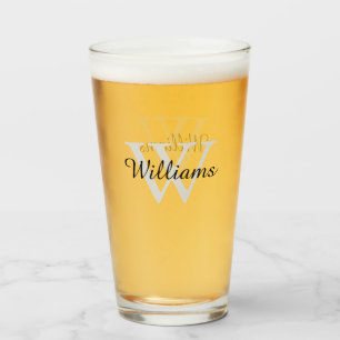 Personalisierte Elegant Monogram Initial Name Pint Glas